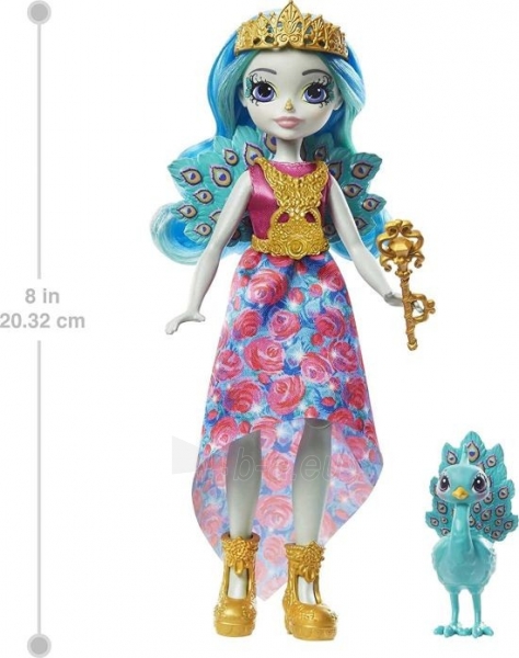 Lėlė Royal Enchantimals Queen Paradise and Rainbow, Peacock Doll with Pet GYJ14 / GYJ11 MATTEL paveikslėlis 2 iš 2