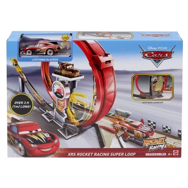 Žaibo Makvyno lenktynių trasa Disney Cars Toys GJW44 XRS Rocket Racing Super Loop paveikslėlis 1 iš 5