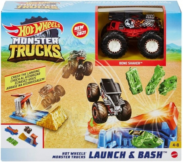 Lenktynių trąsa GVK08 Hot Wheels Monster Trucks Launch and Bash Play Set paveikslėlis 2 iš 6