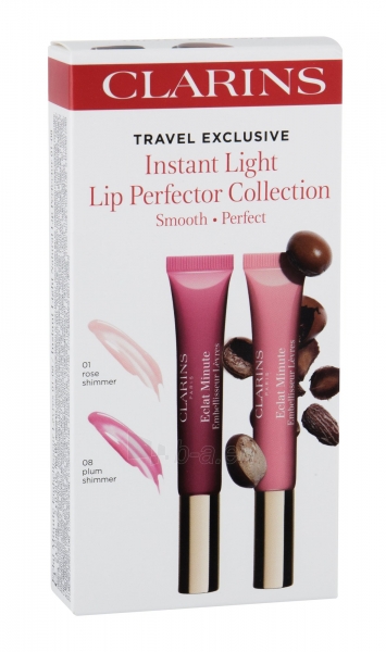 Lūpų blizgis Clarins Instant Light 01 Rose Shimmer Natural Lip Perfector 12ml paveikslėlis 1 iš 2