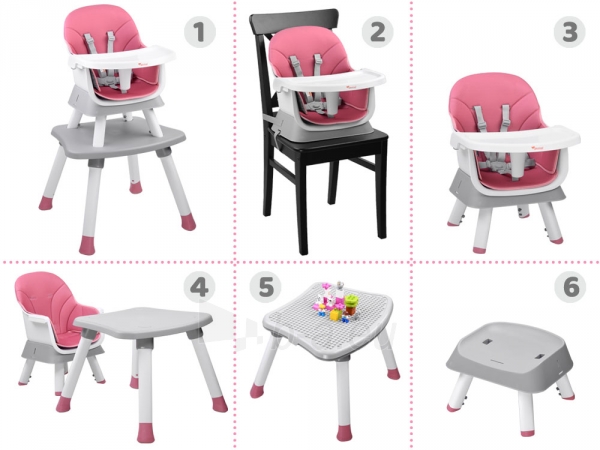 Maitinimo kėdutė 6in1, rožinė paveikslėlis 12 iš 15