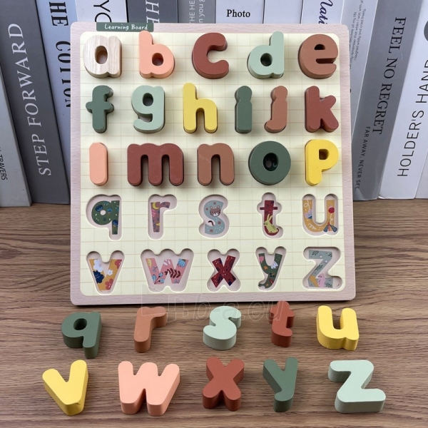 Medinė dėlionė - Mažosios abėcėlės raidės paveikslėlis 2 iš 3