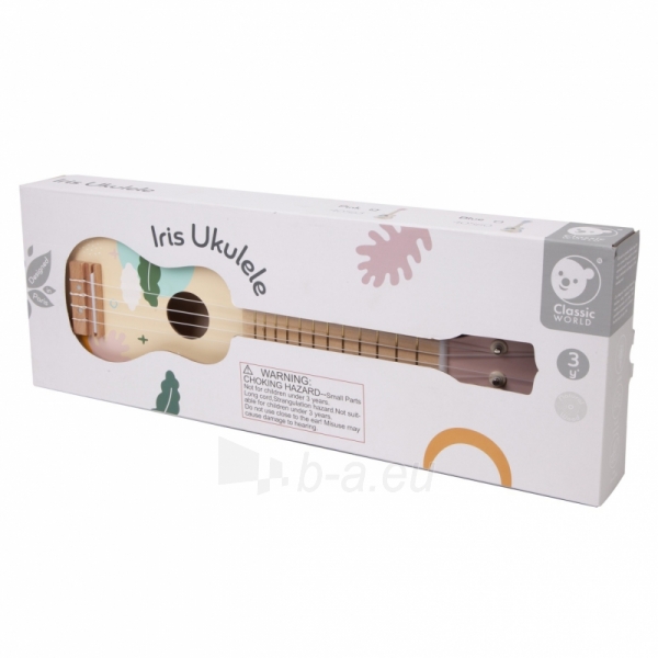 Medinė vaikiška gitara, rožinė paveikslėlis 5 iš 5