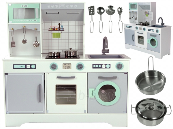 Medinė virtuvėlė vaikams su skalbimo mašina (90x30x90) paveikslėlis 1 iš 12