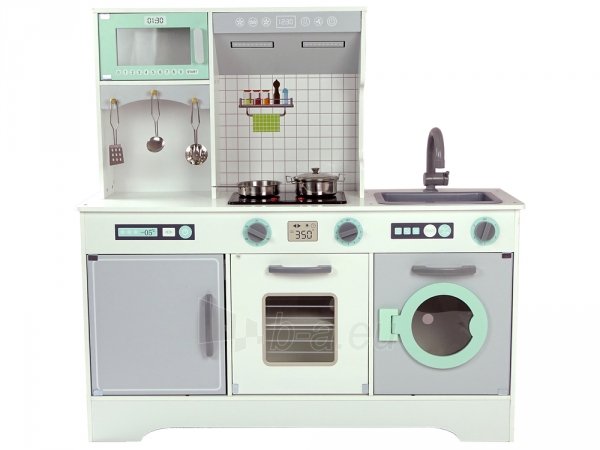 Medinė virtuvėlė vaikams su skalbimo mašina (90x30x90) paveikslėlis 2 iš 12
