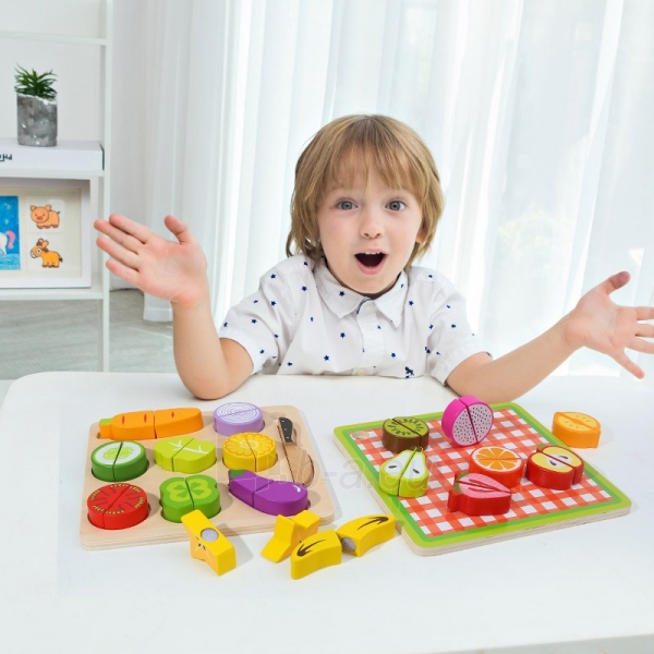 Medinių daržovių pjaustymo rinkinys Tooky Toy (vaikams nuo 18 mėn.) paveikslėlis 3 iš 3
