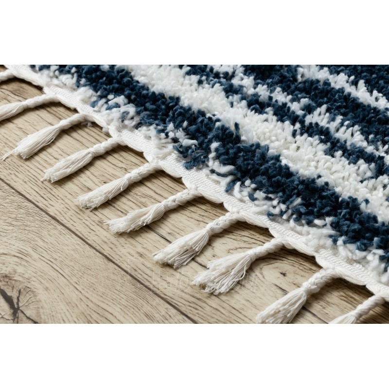 Mėlynas dryžuotas ilgo plauko kilimas UNION | 120x170 cm paveikslėlis 11 iš 16