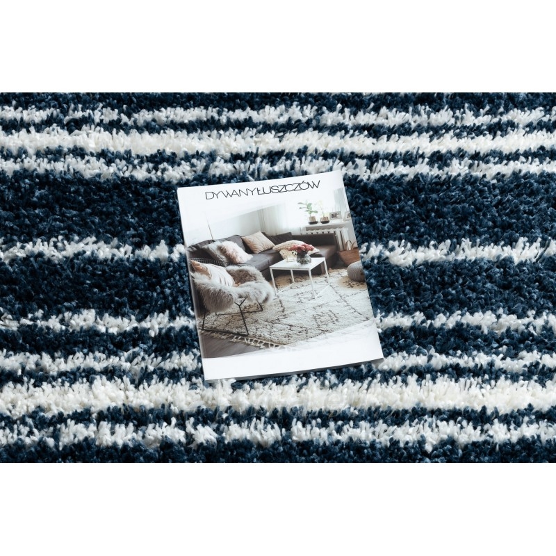 Mėlynas dryžuotas ilgo plauko kilimas UNION | 80x150 cm paveikslėlis 1 iš 16