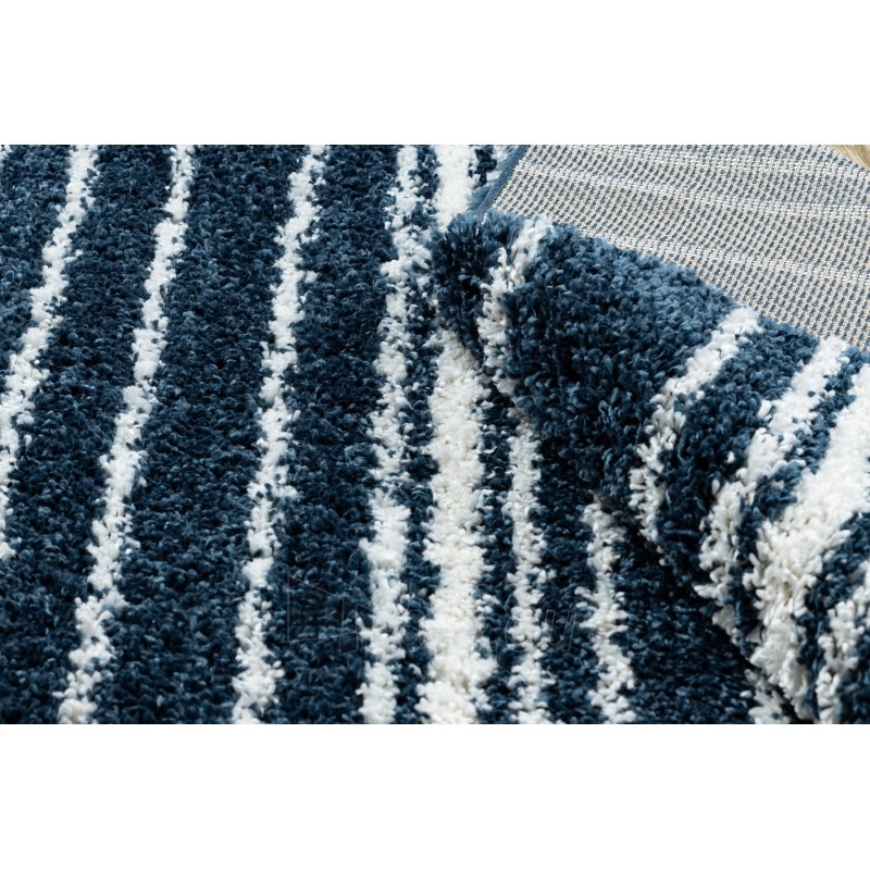 Mėlynas dryžuotas ilgo plauko kilimas UNION | 80x150 cm paveikslėlis 12 iš 16