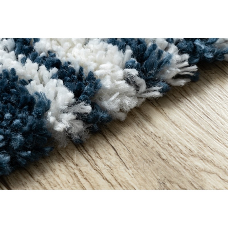 Mėlynas dryžuotas ilgo plauko kilimas UNION | 80x150 cm paveikslėlis 6 iš 16