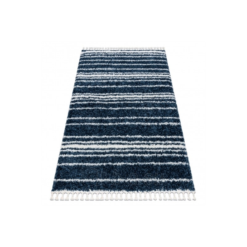 Mėlynas dryžuotas ilgo plauko kilimas UNION | 80x150 cm paveikslėlis 16 iš 16