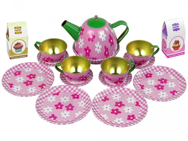 Žaislinis metalinis arbatos servizas, rožinis paveikslėlis 2 iš 4