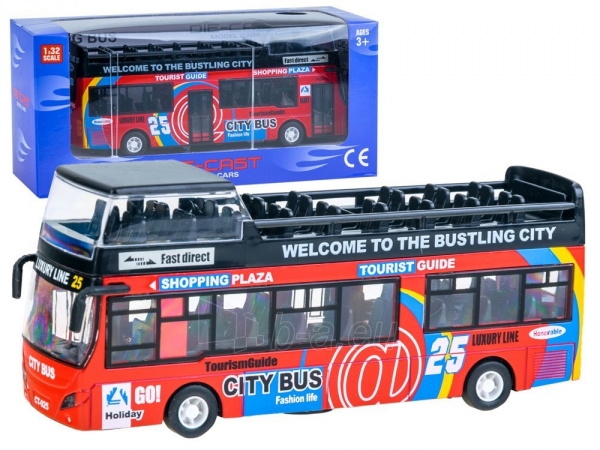 Metalinis dviaukštis autobusas, raudonas paveikslėlis 1 iš 3