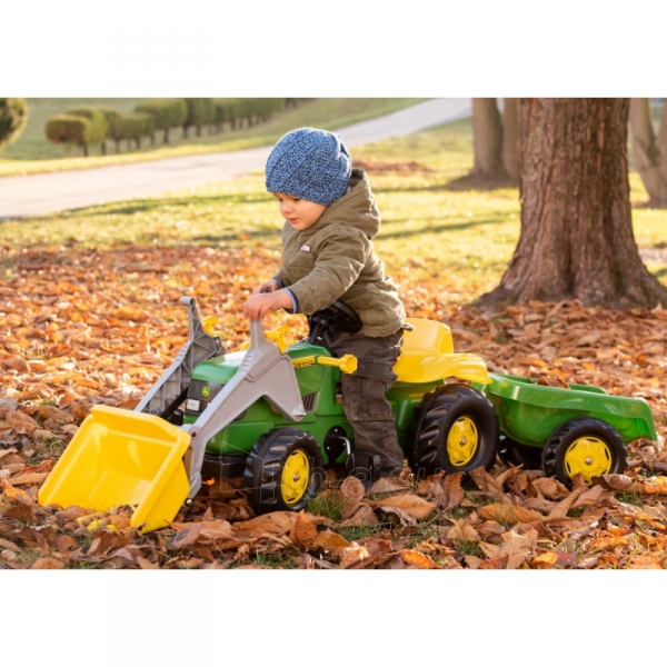 Minamas Traktoriaus Rolly Toys John Deere su kaušu ir priekaba 2-5 m. paveikslėlis 3 iš 5