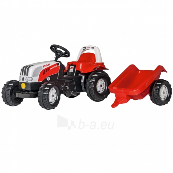Minamas traktorius Rolly Toys Steyr su priekaba, raudonas paveikslėlis 1 iš 2
