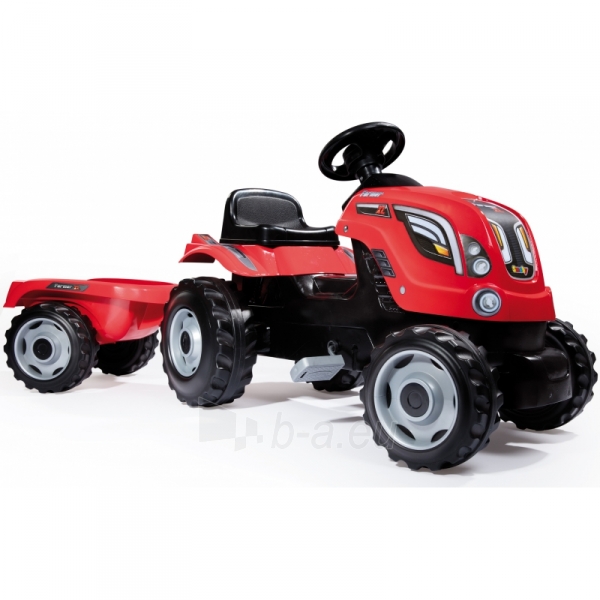 Minamas Traktorius „Smoby Farmer XL“ su priekaba - raudonas paveikslėlis 1 iš 2
