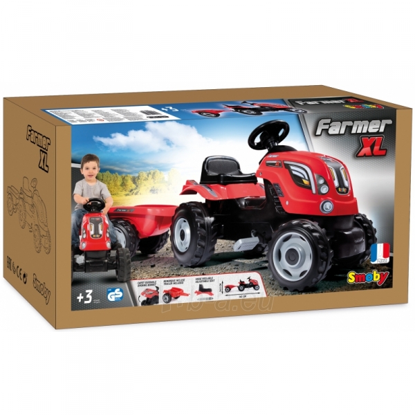 Minamas Traktorius „Smoby Farmer XL“ su priekaba - raudonas paveikslėlis 2 iš 2