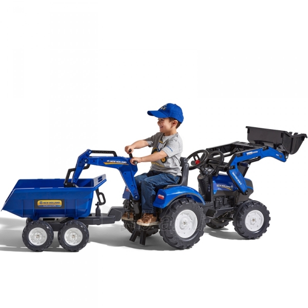 Minamas traktorius su kastuvu ir priekaba, mėlynas paveikslėlis 7 iš 13