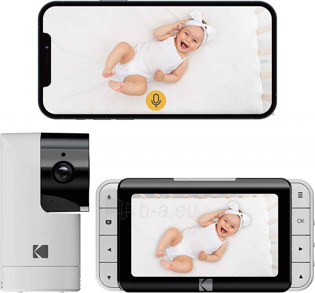 Mobilioji auklė Kodak Cherish C525P Smart Baby Monitor paveikslėlis 3 iš 9