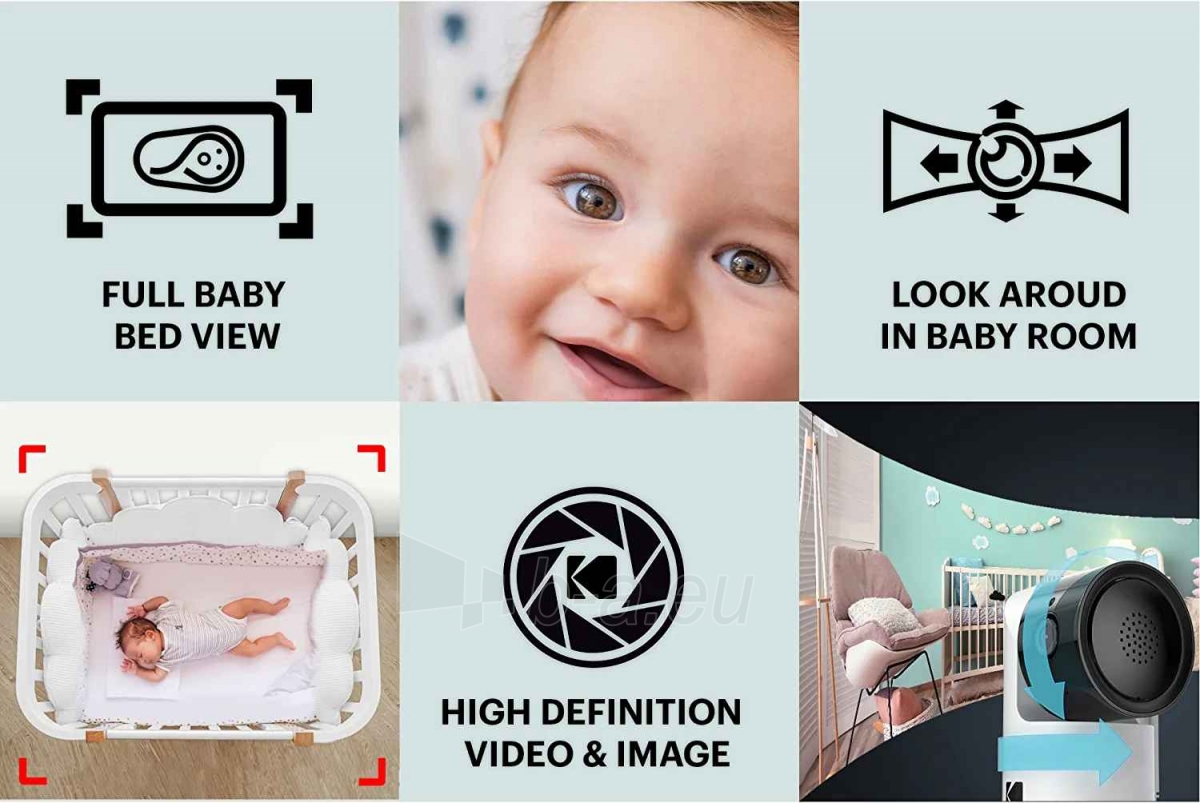 Mobilioji auklė Kodak Cherish C525P Smart Baby Monitor paveikslėlis 6 iš 9