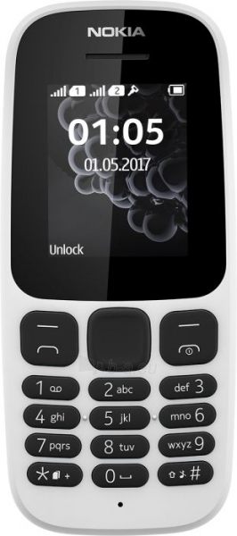 Mobile phone Nokia 105 Dual Sim (2017) white paveikslėlis 1 iš 1