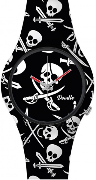 Moteriškas laikrodis Doodle Skull Mood Black Pirates Skulls DOSK002 paveikslėlis 1 iš 6