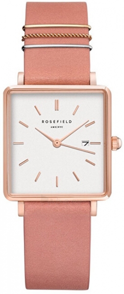 Women's watches Rosefield The Boxy White Old Pink Rose Gold QOPRG-Q026 paveikslėlis 1 iš 2