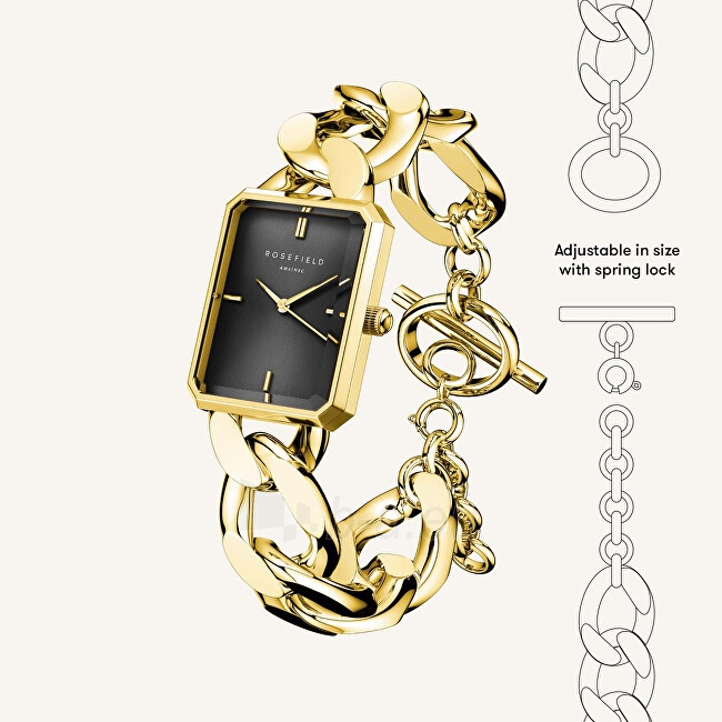 Moteriškas laikrodis Rosefield The Octagon XS Studio Black Gold SBGSG-O57 paveikslėlis 6 iš 7