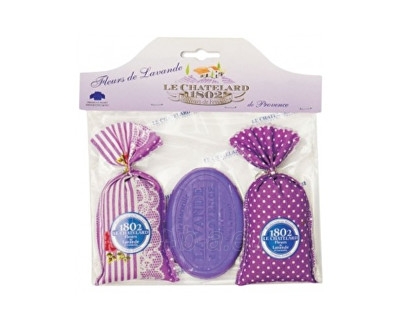 Muilas Le Chatelard Gift set Lavender pouch 2 x 18 g and oval lavender soap 100 g paveikslėlis 1 iš 1