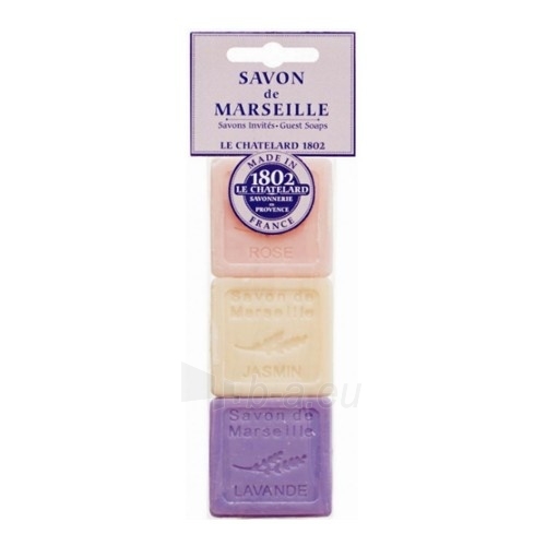 Muilas Le Chatelard Set of three luxury French natural soaps Roses + jasmine + lavender 3 x 30 g paveikslėlis 1 iš 1