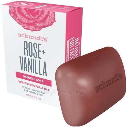 Muilas Schmidt´s Natural toilet soap rose + vanilla (Bar Soap Rose + Vanilla) 142 g paveikslėlis 1 iš 1