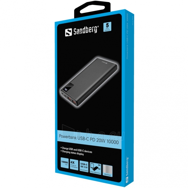 Nešiojama baterija Sandberg 420-58 Powerbank USB-C PD 20W 10000 paveikslėlis 2 iš 2