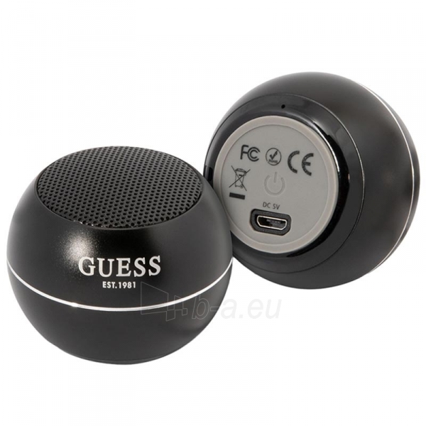Nešiojama garso kolonėlė Guess Mini Bluetooth Speaker 3W 4H Black paveikslėlis 3 iš 4