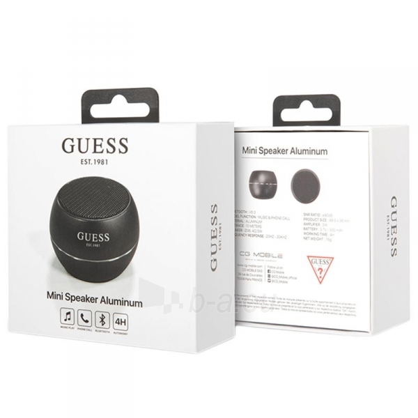 Nešiojama garso kolonėlė Guess Mini Bluetooth Speaker 3W 4H Black paveikslėlis 4 iš 4