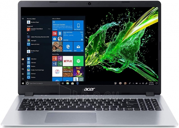 Nešiojamas kompiuteris Acer Aspire 5 15.6/AMD Ryzen3 3200U/4GB/SSD 128GB/W10 pure silver (A515-43-R19L) paveikslėlis 2 iš 3