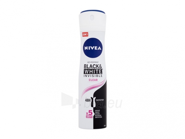 Nivea Invisible Black & White Antiperspirant Spray Clear Cosmetic 150ml paveikslėlis 1 iš 1
