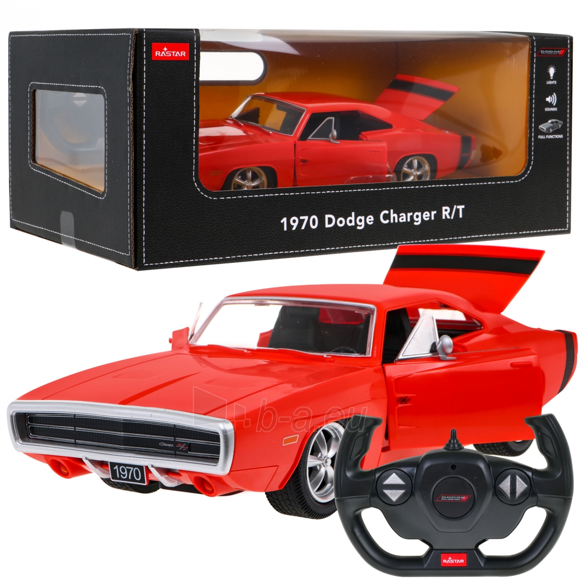 Nuotoliniu būdu valdomas automobilis Dodge Charger, 1:16, raudonas paveikslėlis 1 iš 9