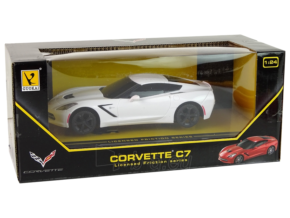 Nuotoliniu būdu valdomas Corvette C7 1:24 automobilis, baltas paveikslėlis 2 iš 8