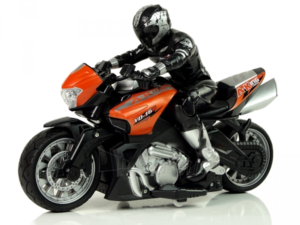 Nuotoliniu būdu valdomas motociklas, 1:10, oranžinis paveikslėlis 2 iš 8