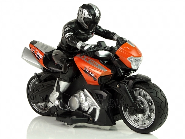 Nuotoliniu būdu valdomas motociklas, 1:10, oranžinis paveikslėlis 4 iš 8