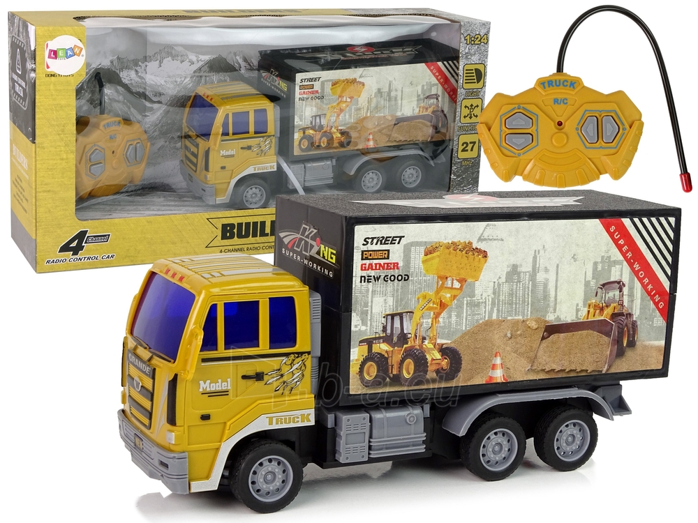 Nuotoliniu būdu valdomas statybinis sunkvežimis, 1:24, geltonas paveikslėlis 1 iš 6