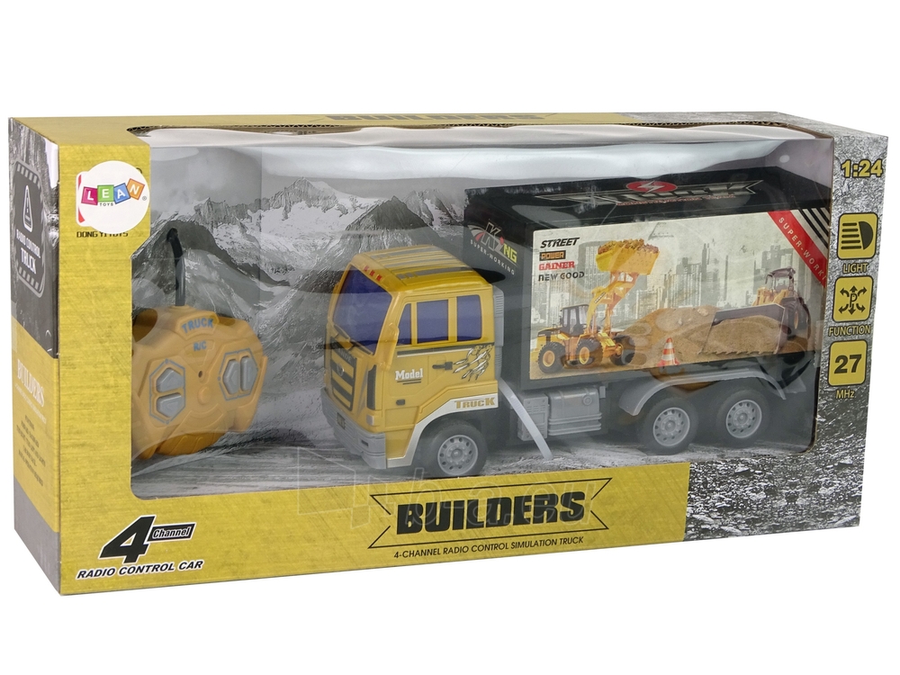 Nuotoliniu būdu valdomas statybinis sunkvežimis, 1:24, geltonas paveikslėlis 6 iš 6