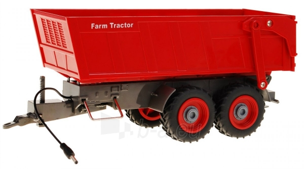 Nuotoliniu būdu valdomas traktorius su priekaba 1:28, žalias ir raudonas paveikslėlis 4 iš 6