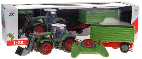 Nuotoliniu būdu valdomas traktorius su priekaba 1:28, žalias paveikslėlis 1 iš 11