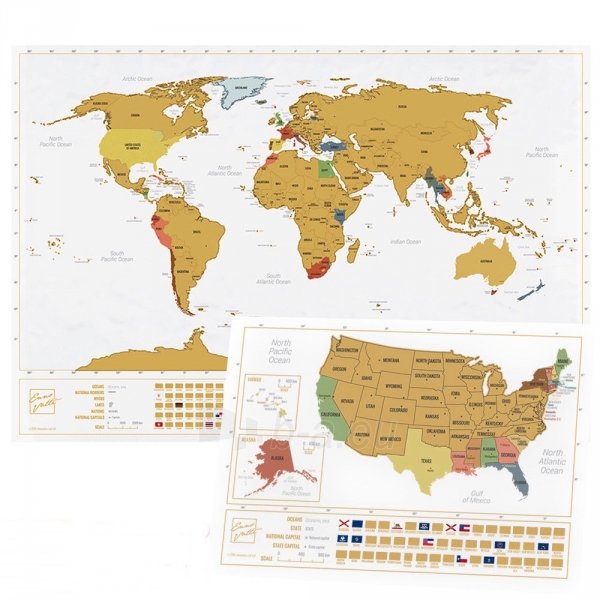 Nutrinamas pasaulio žemėlapis (Baltas) paveikslėlis 1 iš 13