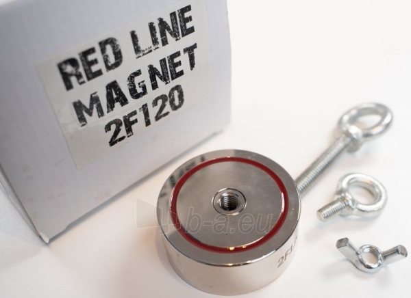 Paiieškos neodiminis magnetas 2F120 МАГНИТ RED LINE MAGNET 240 kg + virvė 20м dvipusis paveikslėlis 6 iš 6