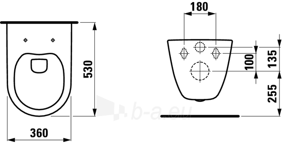 Pakabinamas unitazas Pro Rimless PACK su SLIM dangčiu (898966) be nuplovimo lanko (360x530x430 mm), baltas paveikslėlis 3 iš 4