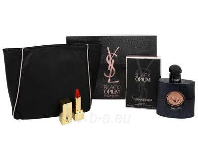 Perfumed water Yves Saint Laurent Opium Black EDP 50 ml + Lipstick Rouge Pur Couture 1.3 ml + cosmetic bag (Set) paveikslėlis 1 iš 1