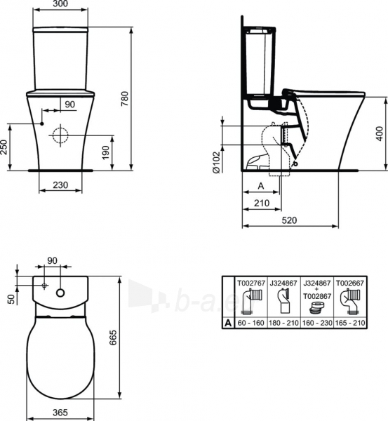 Pastatomas WC Ideal Standard, Connect Air Aquablade pot (withaut tank) paveikslėlis 3 iš 3