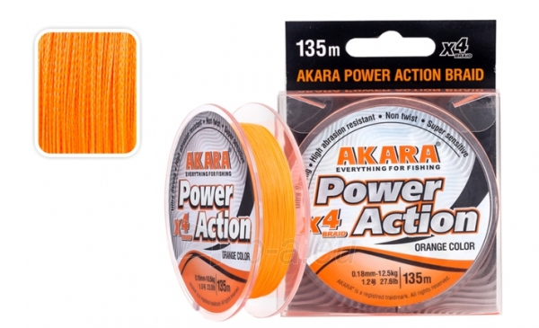 Pintas Valas AKARA Power Action X-4 Oranžinis 135m, 0.10 mm paveikslėlis 1 iš 1